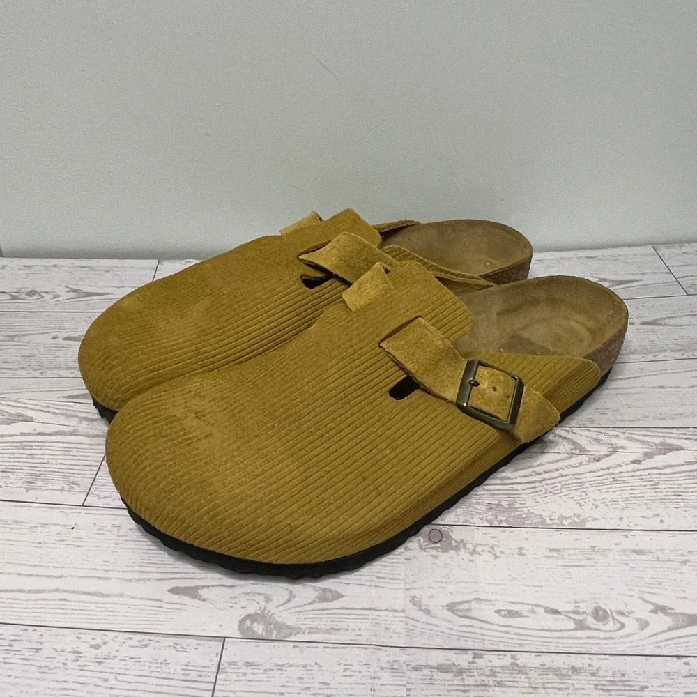 Birkenstock Boston Corduroy Suede Clogs Yellow Brown Ochre Mens 46 13
